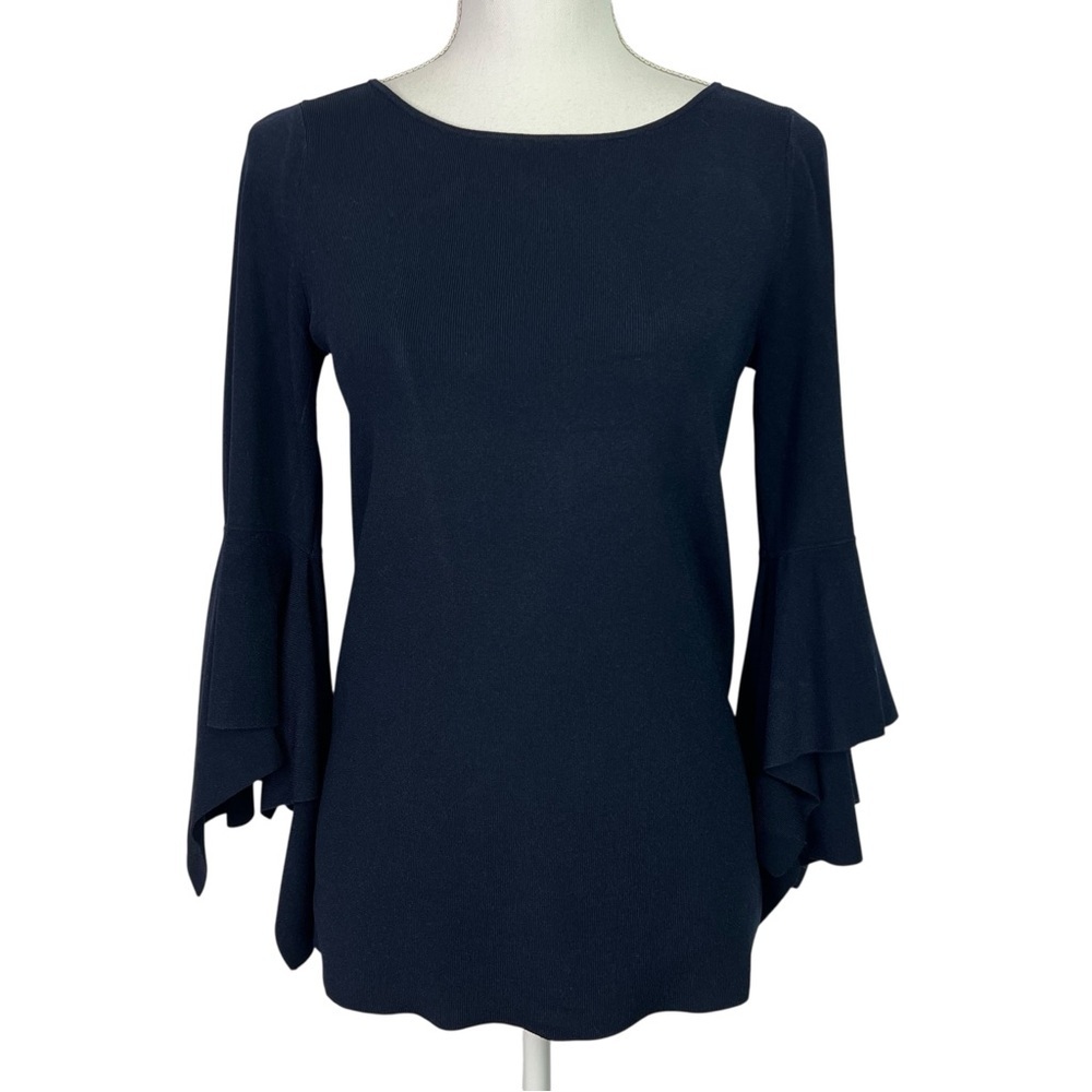 Banana Republic Navy Women's Sweater Top with Bell Sleeves Sz Medium Dark Blue